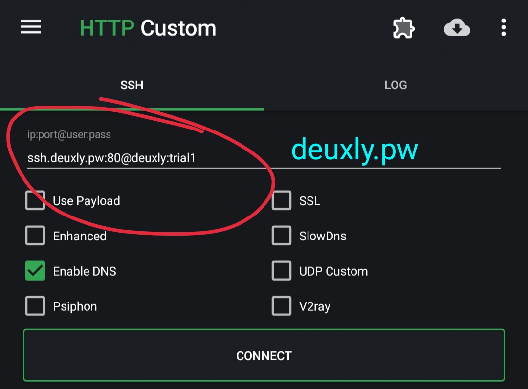 cara membuat config http custom dengan metode ssh